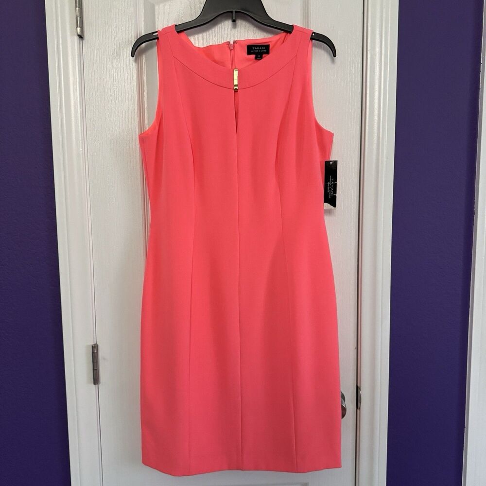 TAHARI Daiquiri Pink Renee Sleeveless Keyhole Shift Dress Women’s Size 8 NWT